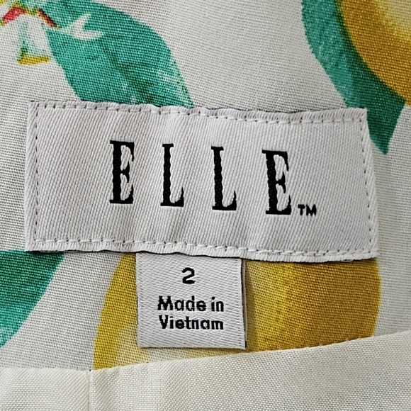 ELLE Women's Lemon and Leaf Print Fit And Flare Mini Dress With Belt. Size 2 - Picture 6 of 9
